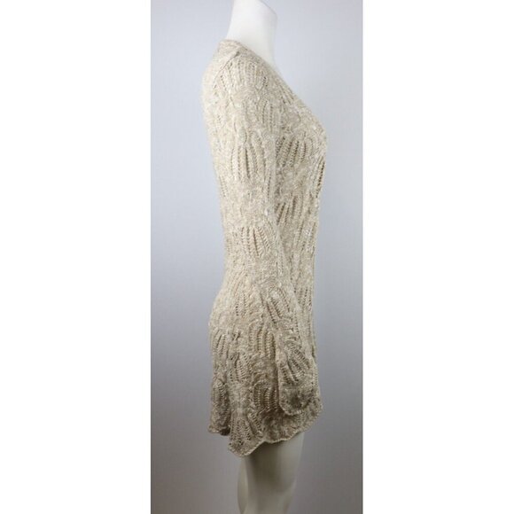 BOB TIMBERLAKE - WOMEN'S BEIGE OPEN SWING CARDIGAN SWEATER - SIZE XS - Picture 3 of 5